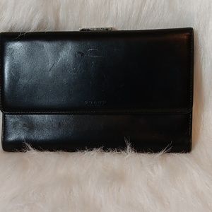 Black Leather Vintage Coach Checkbook Wallet